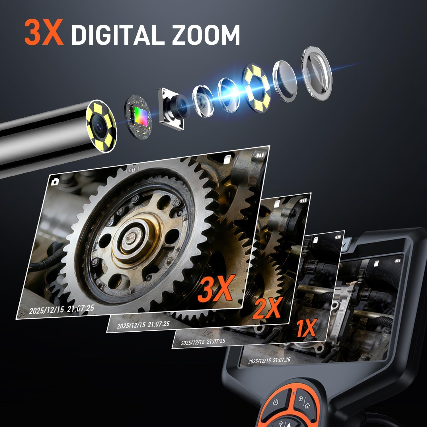 3.9mm Borescope, 5" IPS Screen 1080P Endoscope Camera with Light, Inspection ...