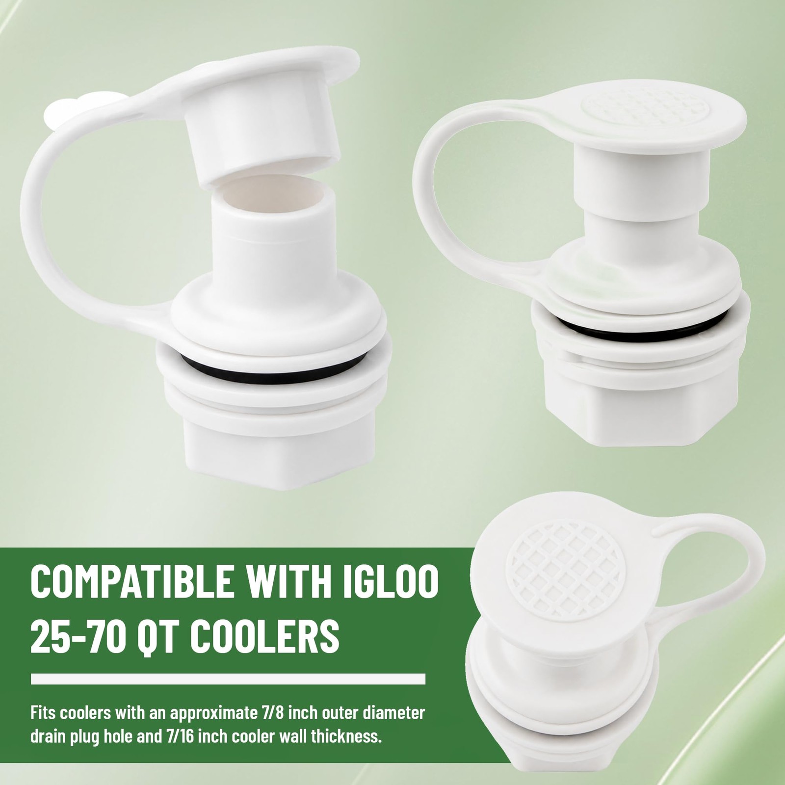 Omoojee Triple-Snap Cooler Drain Plug Replacement, Compatible with White