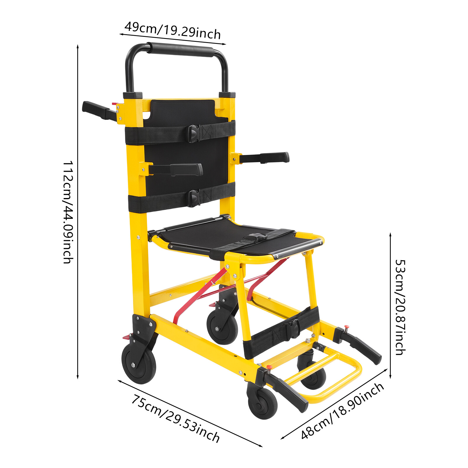 Folding 4-Wheel Evacuation Chair EMS Medical Emergency Patient Transfer Chair US