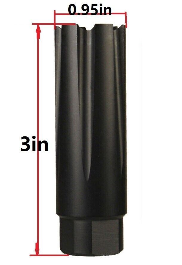 Low Concussion Linear Muzzle Brake Compensator for 9mm 1/2x36 TPI, 7075 T6 Black