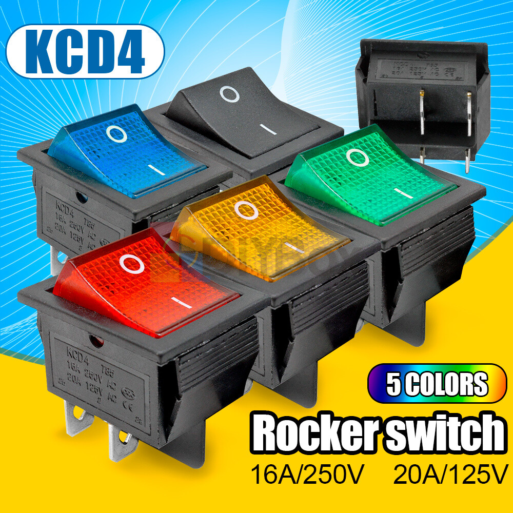 KCD4 4/6PIN 16A/30A 250V 2/3 Position Rocker Boat Switch ON/OFF DPST/DPDT 25*31