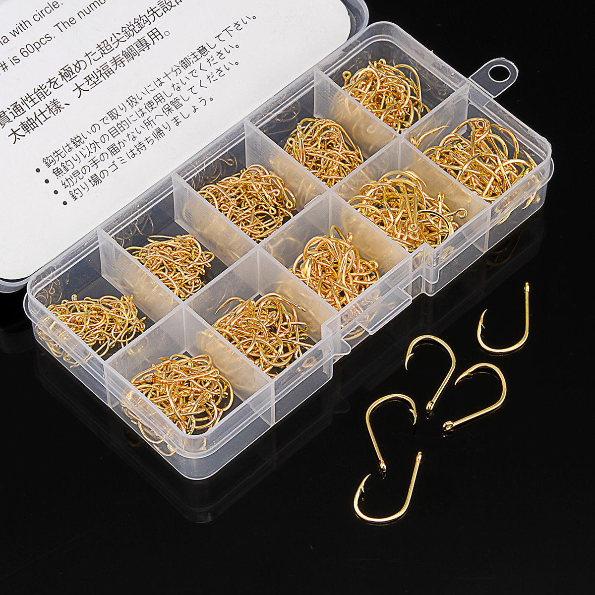 500Pcs/box Golds Fishing Hooks Carp Fishhook #3~#12 Sharp Barbed Fishing Hooks