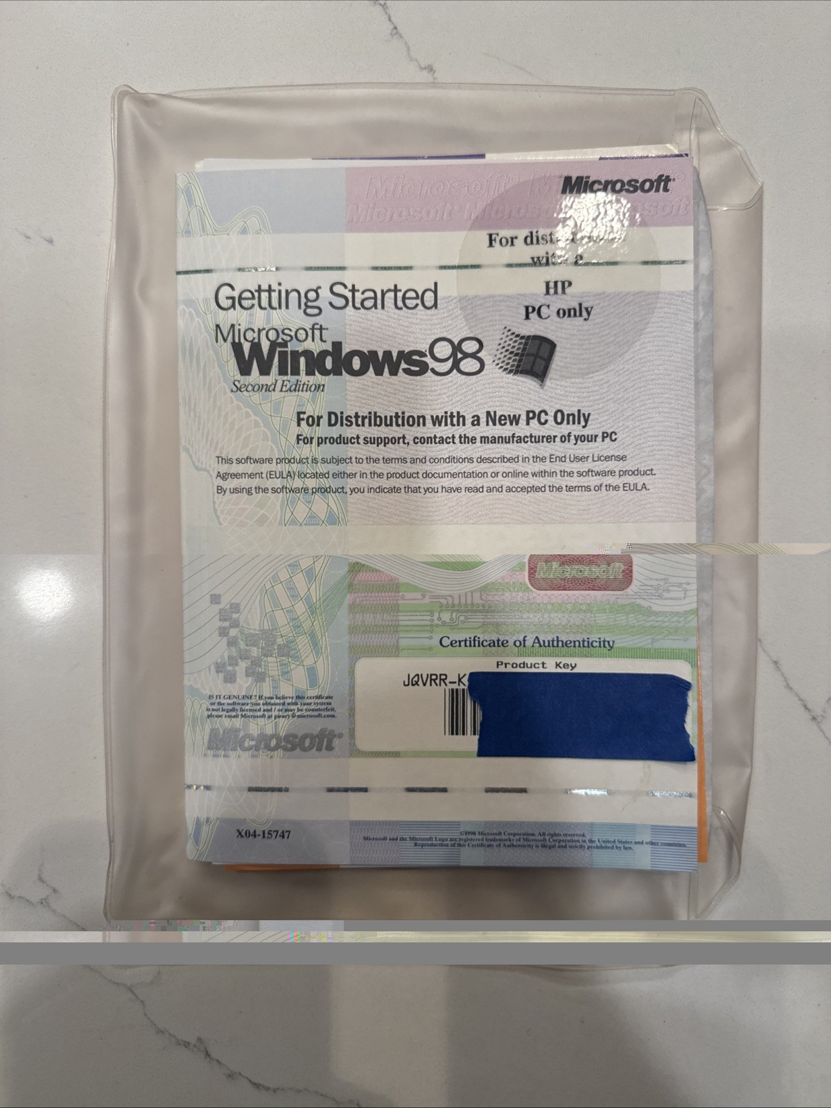 Getting Started Microsoft Windows 98 2nd Edition Manual & Product Key HP Pc Only