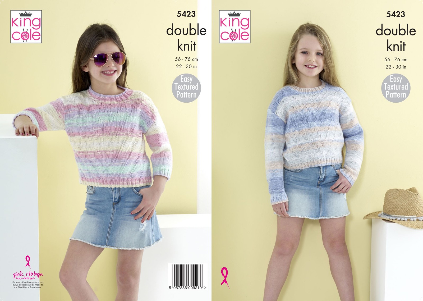 King Cole Knitting Pattern Girls Summer Sweater - DK 5423 - Childrens