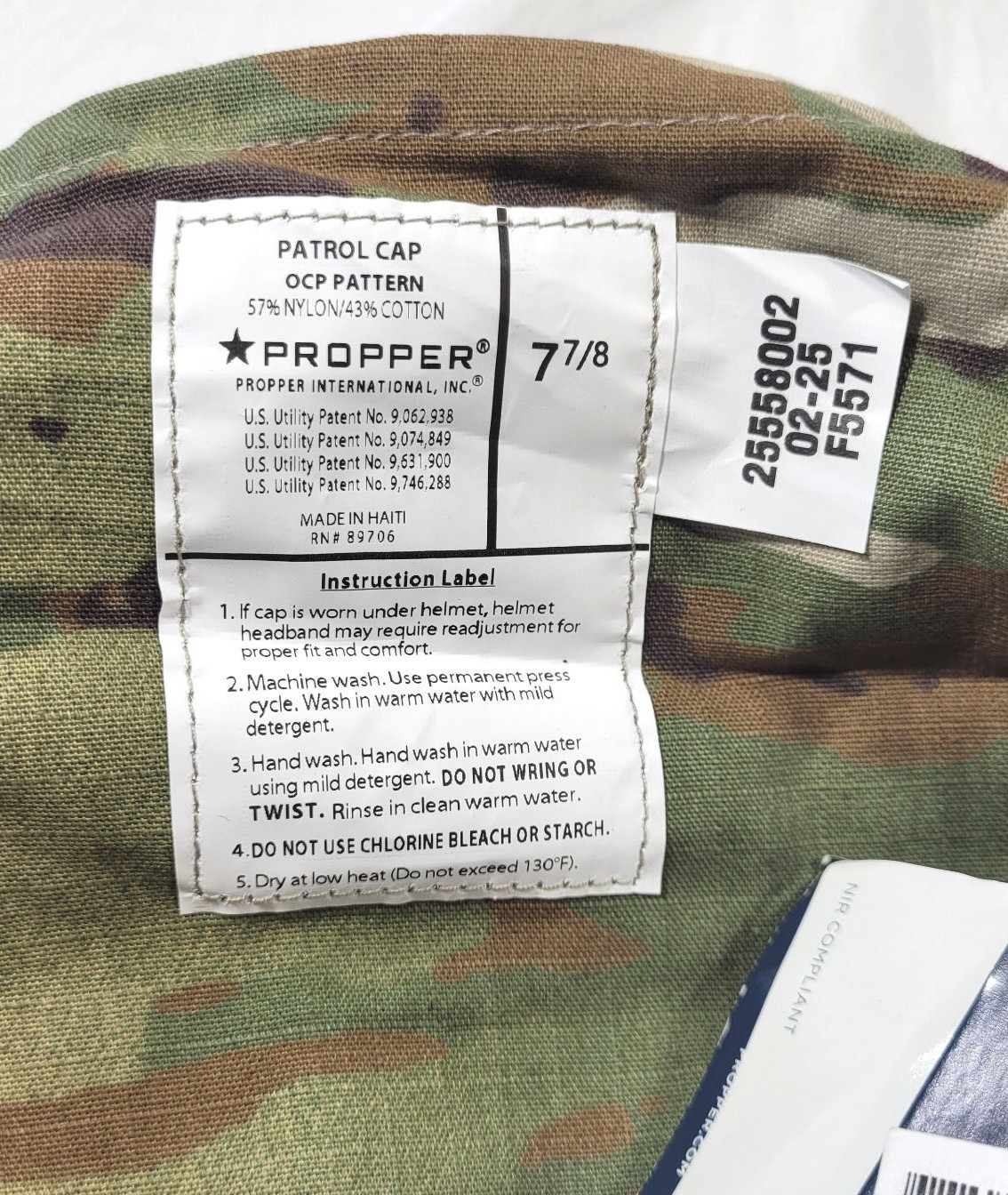 Propper Military Army Air Force Ripstop Hot Weather ACU Patrol Cap OCP Sz 7 7/8