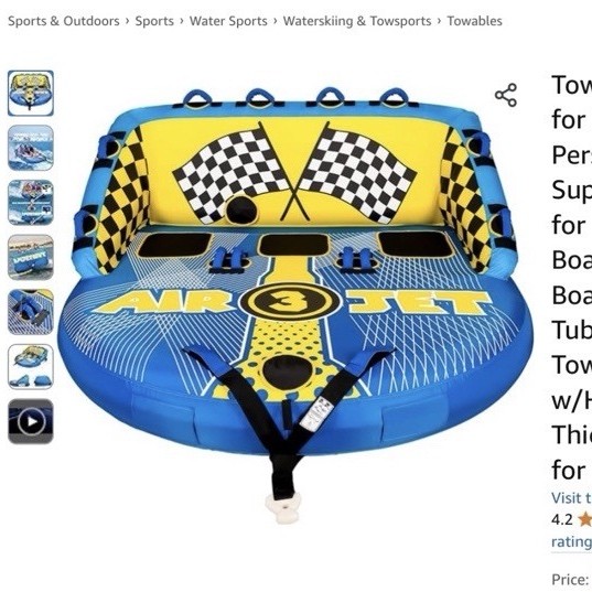 KMJETNIVY AIR JET 3 3 Person Towable Tube Nylon for Boating Water Sports