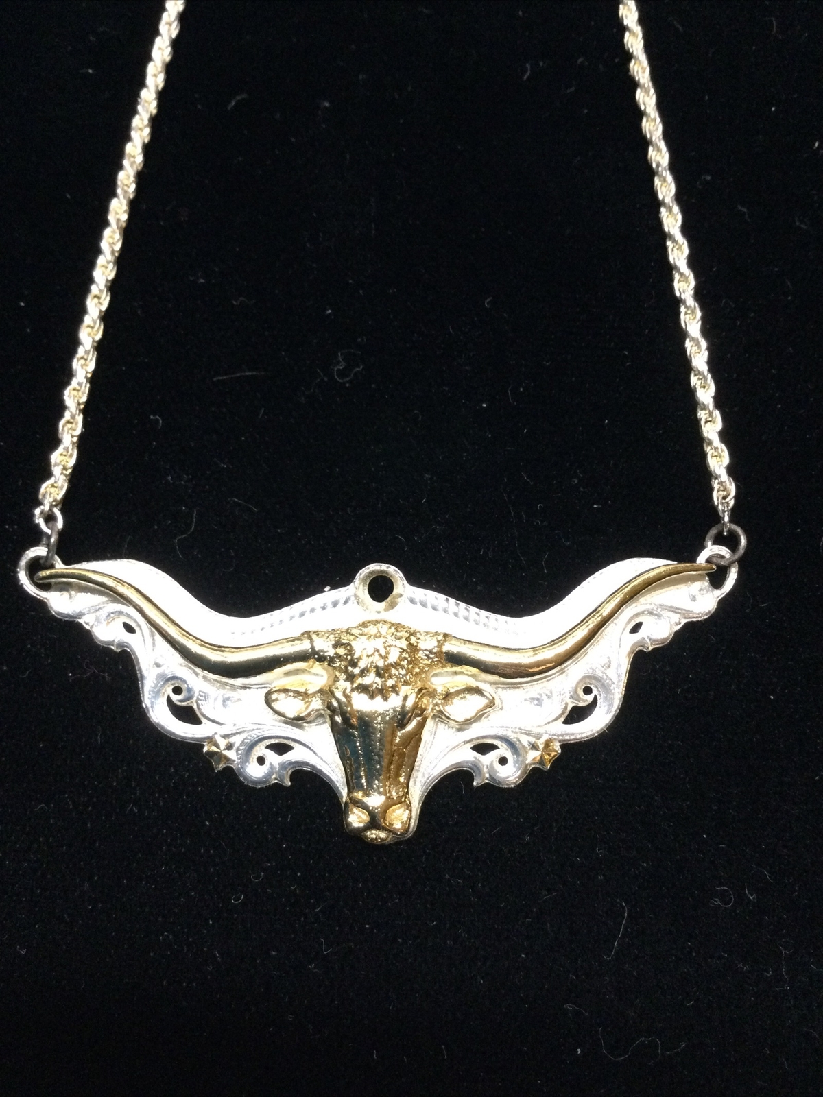 Montana Silversmith Engraved Headstall Piece Longhorn Necklace One Of A Kind 18"