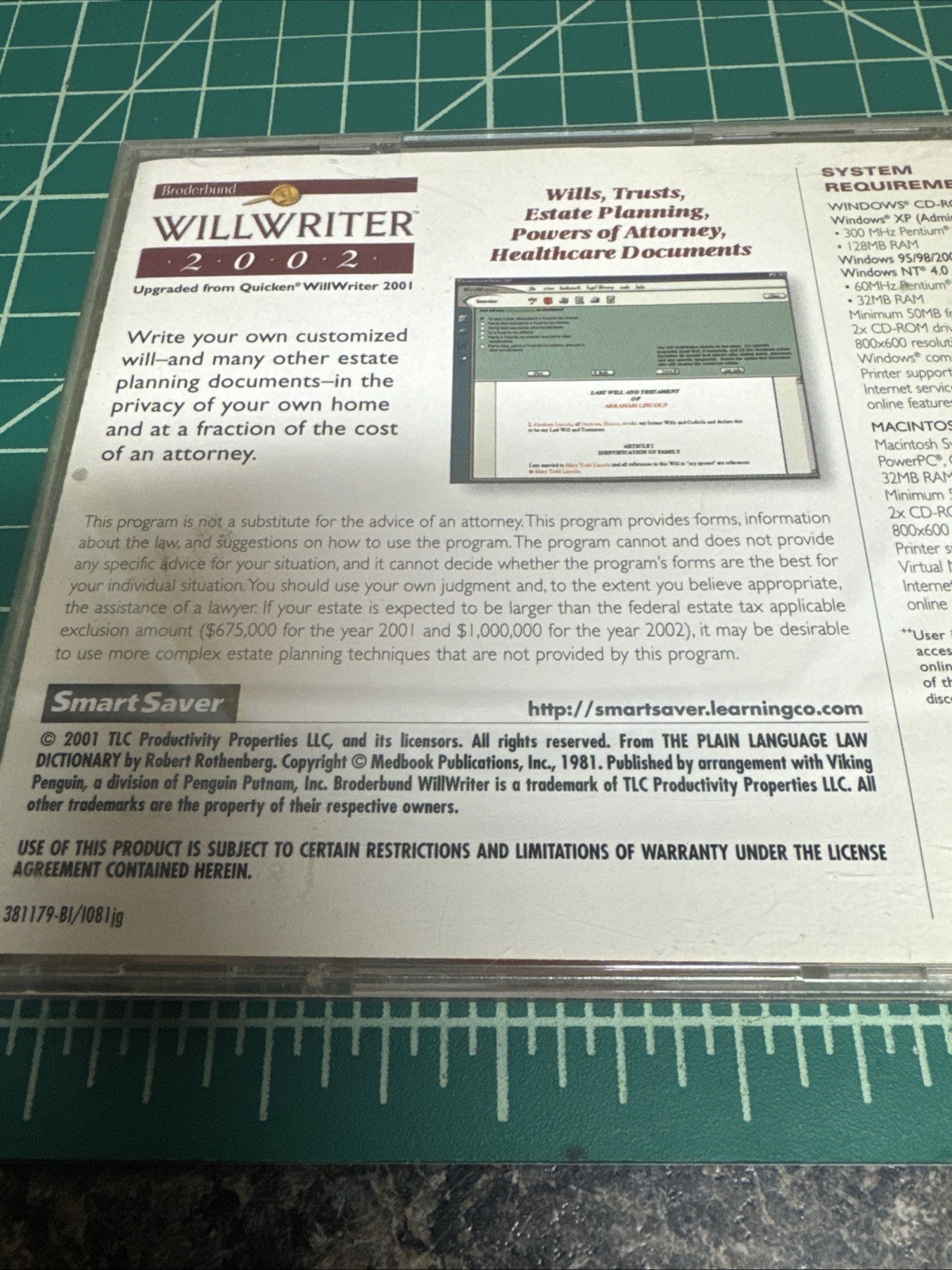 Broderbund WillWriter 2002 Smart Saver Series (Windows/Mac, 2001)