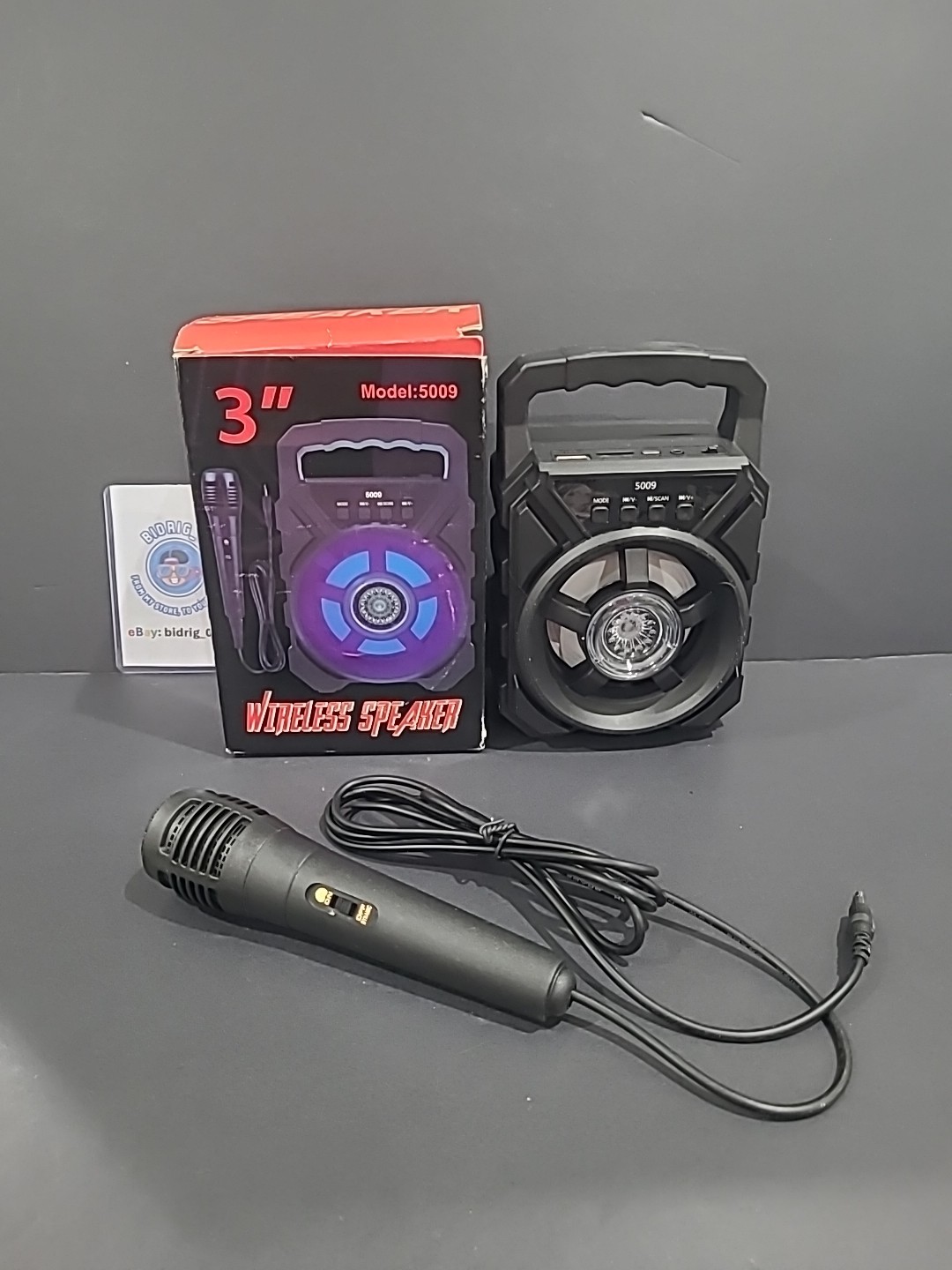 Portable Mini Bluetooth Speaker Karaoke Machine with Microphone & RGB LED (READ)