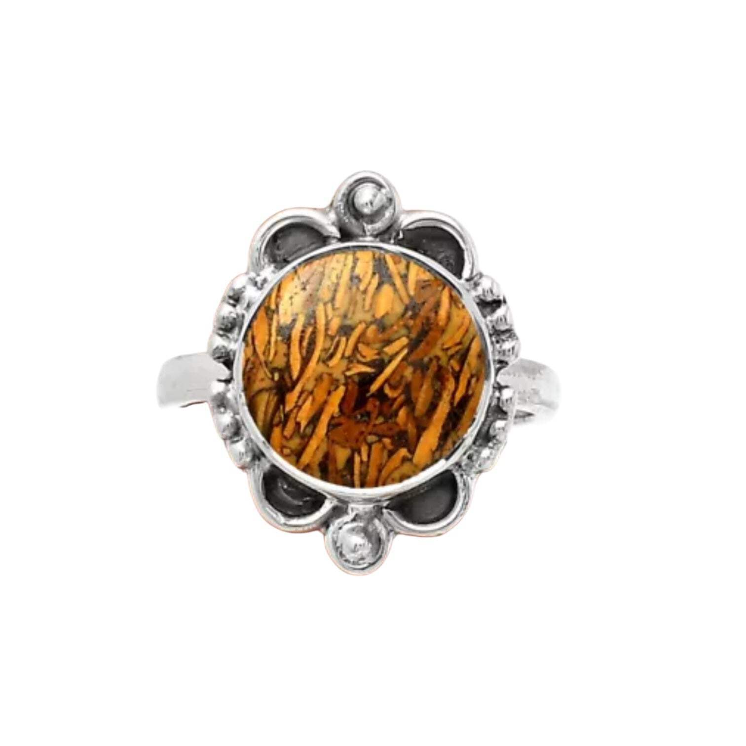 Coquina Jasper Solid 925 Sterling Silver Ring 7.5