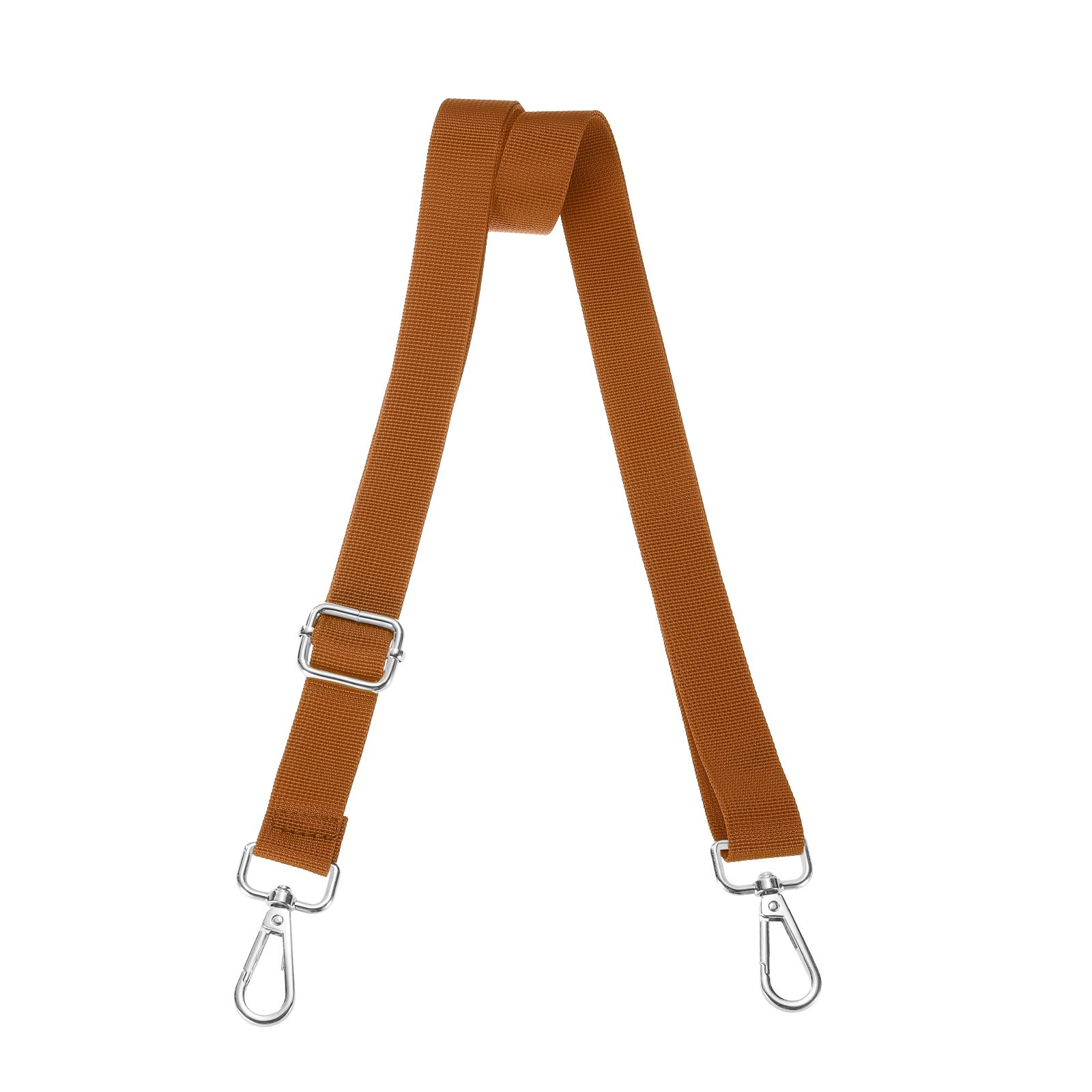 Shoulder Strap 2.5cm Wide Crossbody Strap Light Brown Silver Buckle