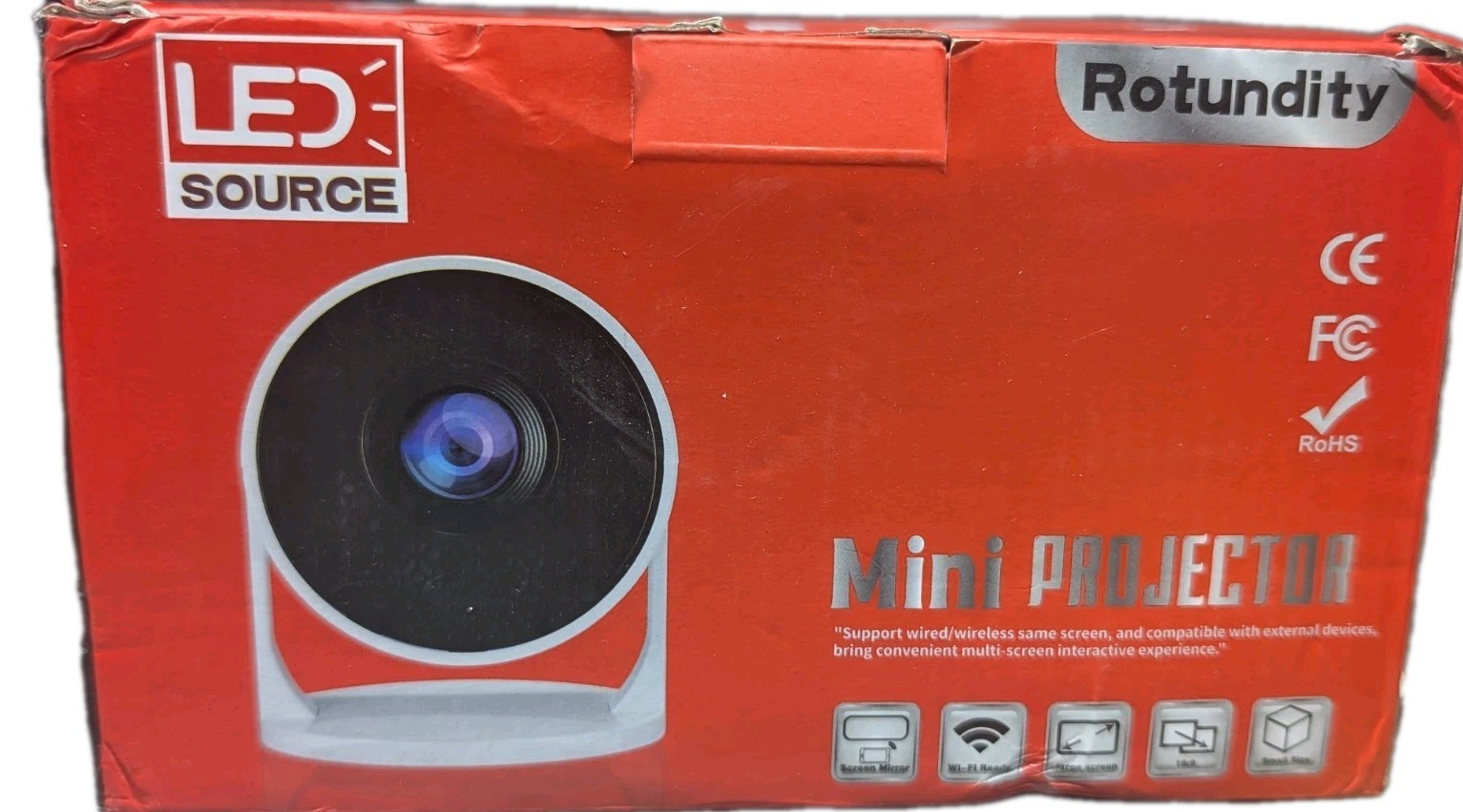 Rotundity Mini Projector Wi-Fi Ready Large Screen Screen Mirror High Definition