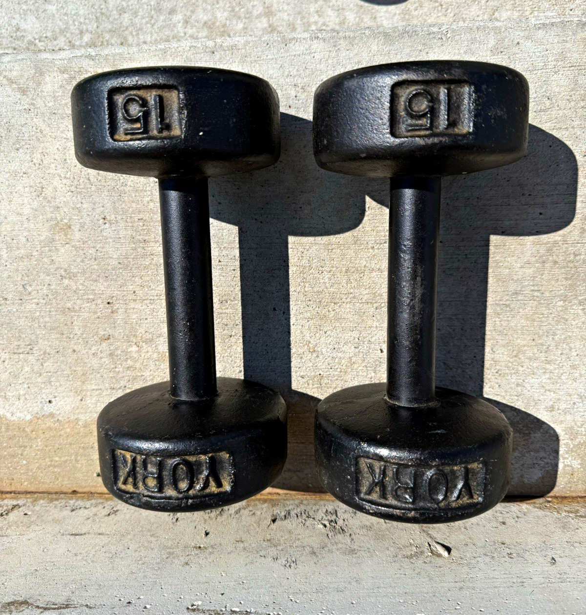 YORK 15 lb Roundhead Dumbbells
