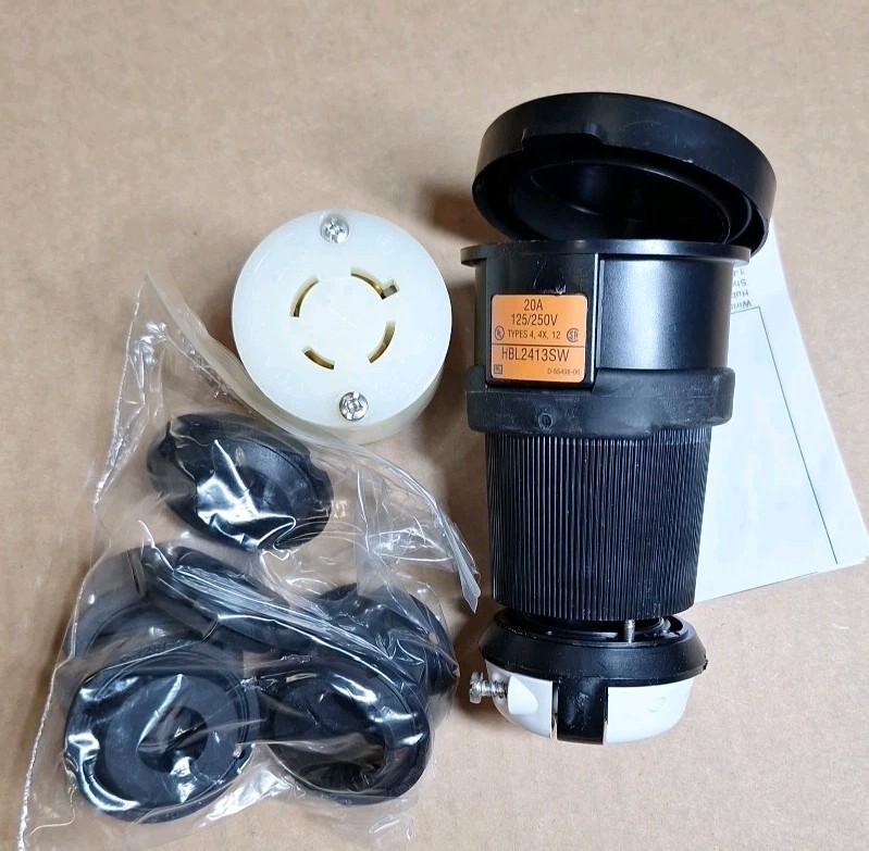 NOS HUBBELL HBL2413SW / HBL2413 Twist Lock With Watertight Safety Shroud