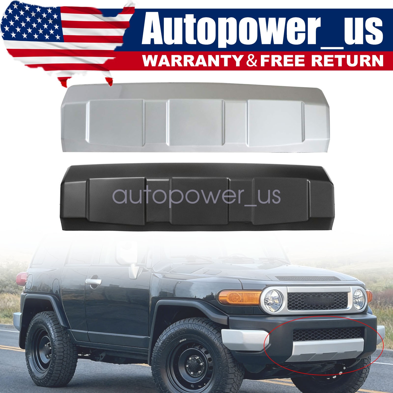 Front Lower Bumper Valance Panel For Toyota FJ Cruiser 2007-2014 Black / Chrome