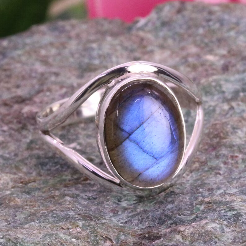 Labradorite Gemstone Ring Solid 925 Silver Handmade Lovely Ring All Size SR433