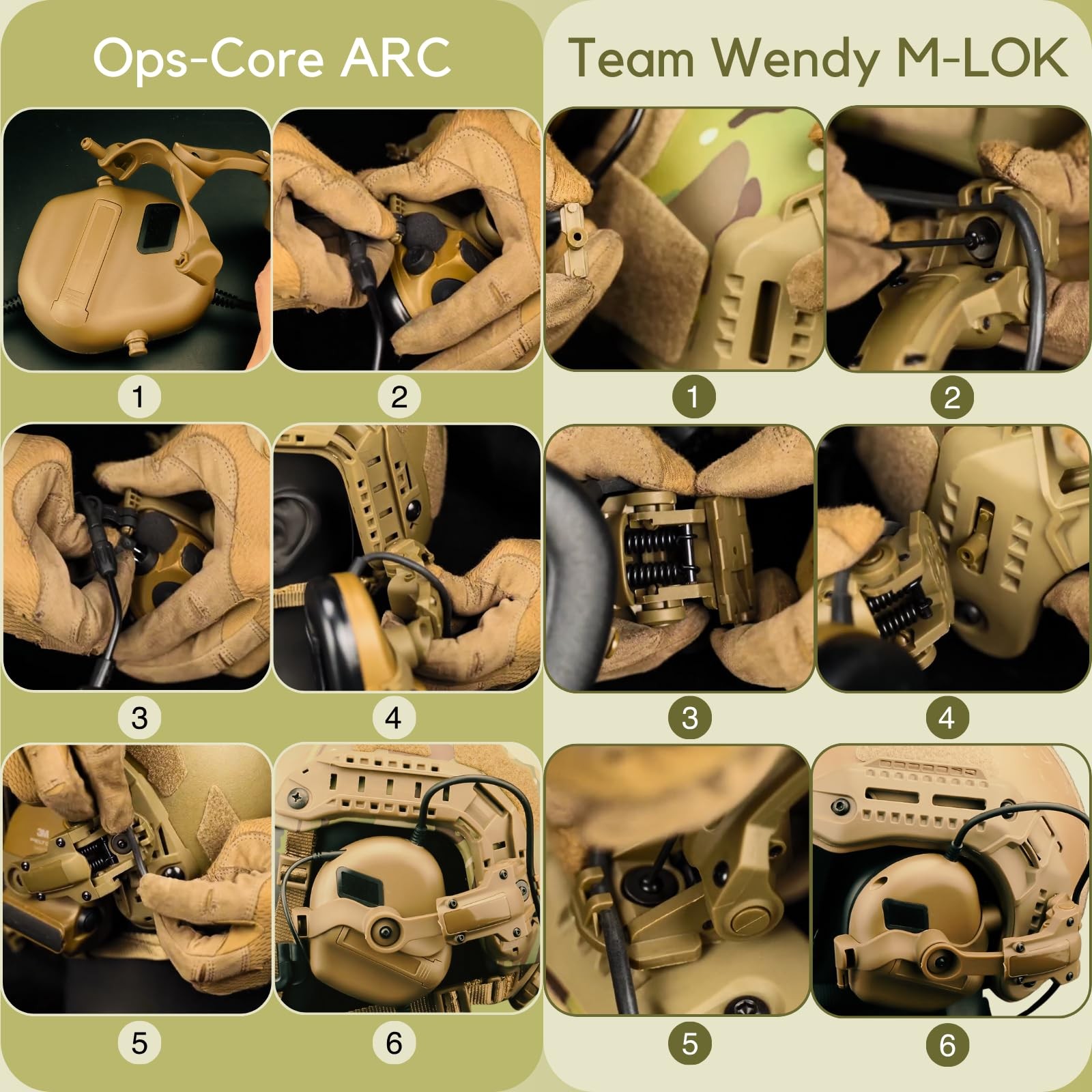 Free-Angle Tactical Headset Rail Mount for Earmor Headset Adapter On Team Wen...