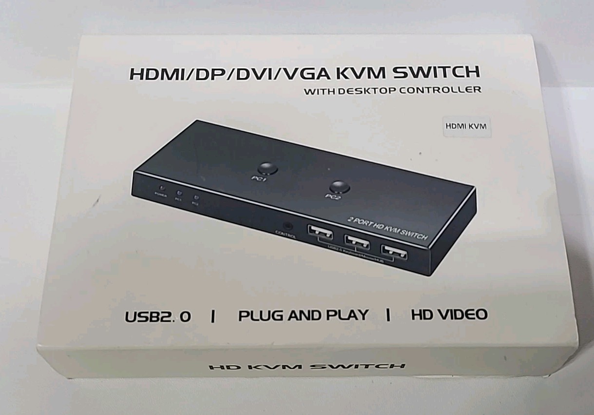 Rocketek 2 Port Hdmi Kvm Switch With Desktop Controller