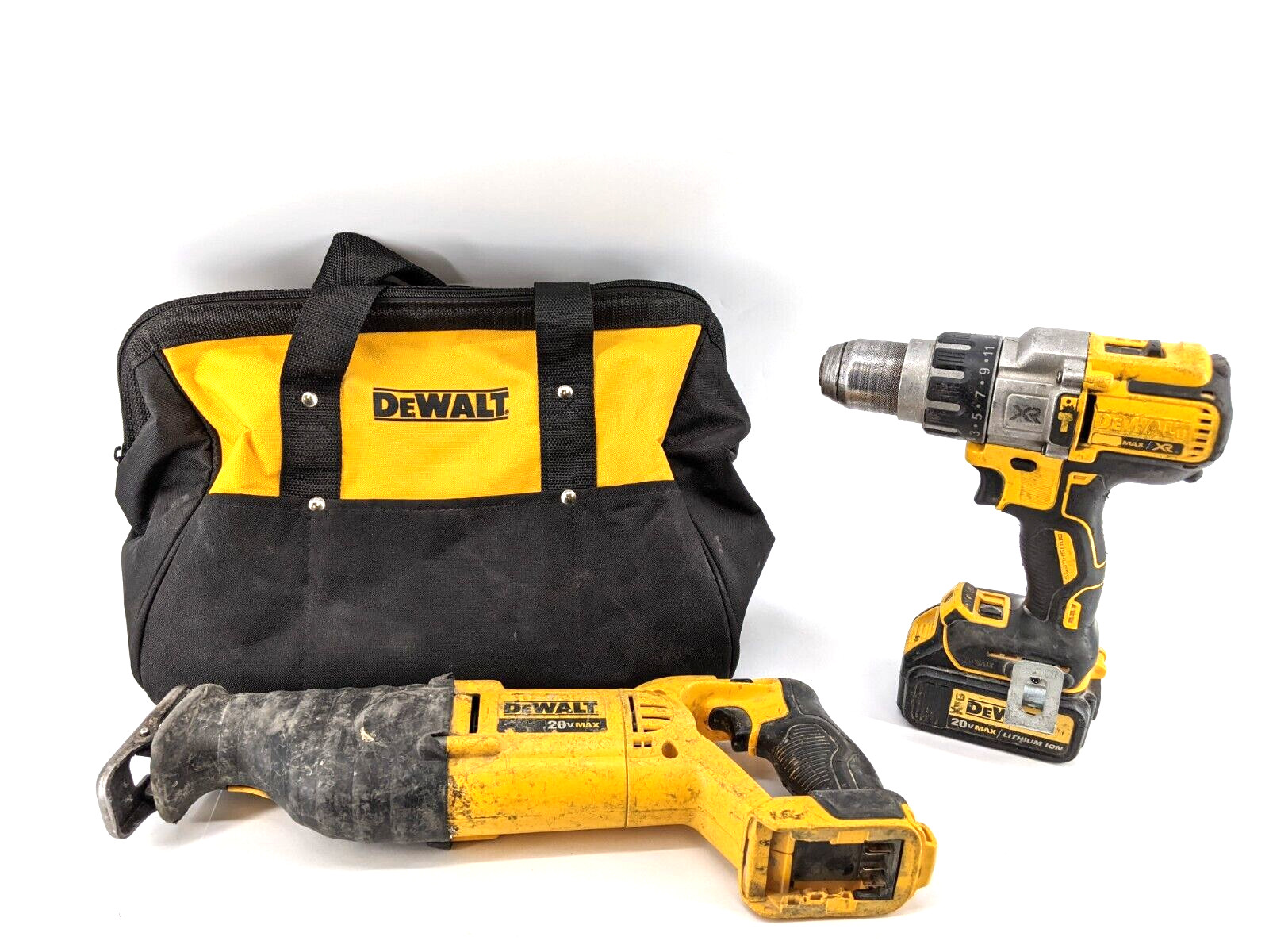 DEWALT 20V Hammer Drill DCD996, Reciprocating Saw, & Battery Kit