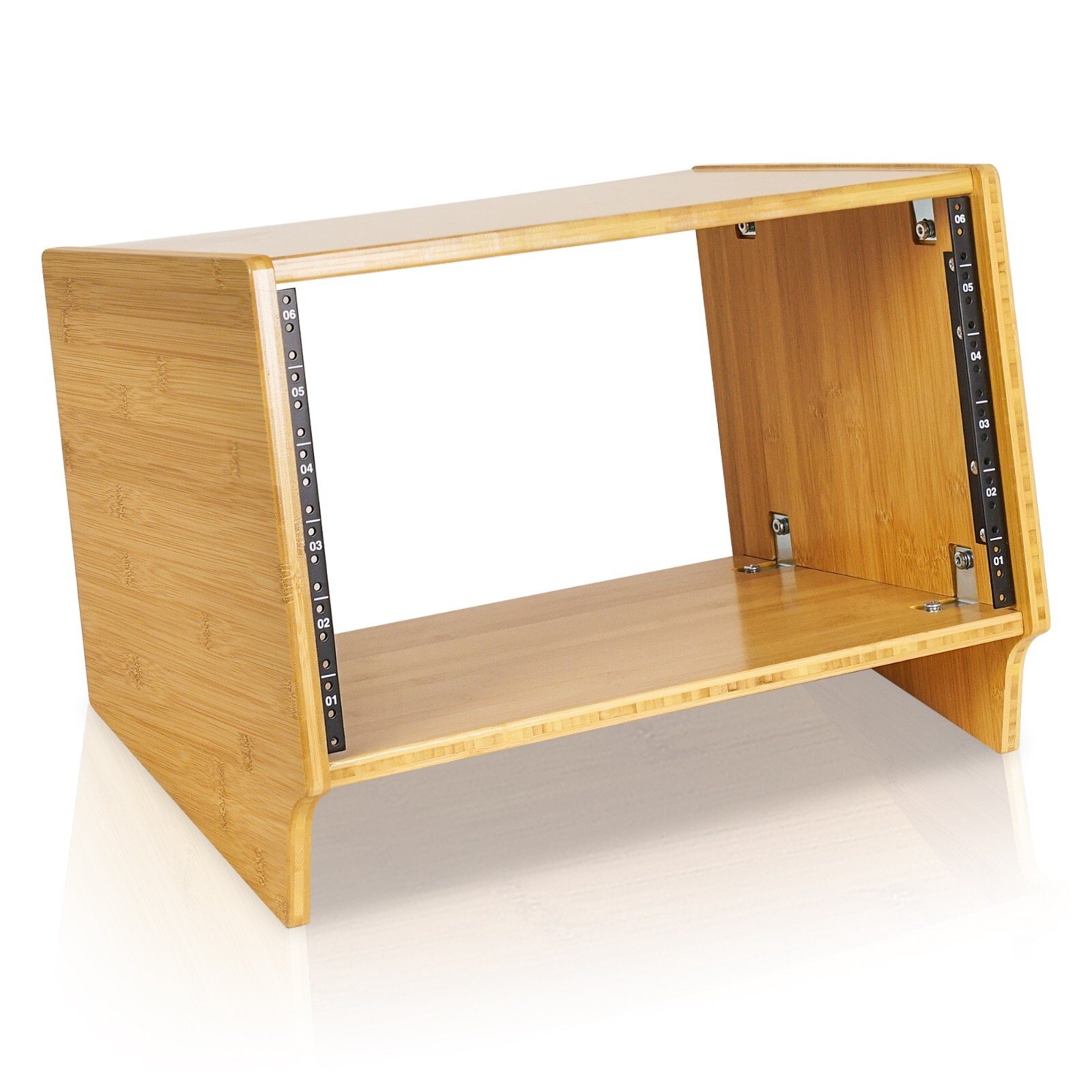 Sound Town DIY 6U Angled Desktop Turret Studio Rack, Solid Bamboo (STBR-6SL)