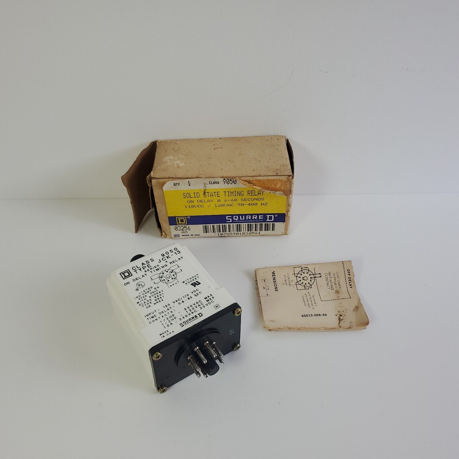 Square D 9050 JCK-13 Solid State Timing Relay 120 Volt 0.6-60 Sec On Delay