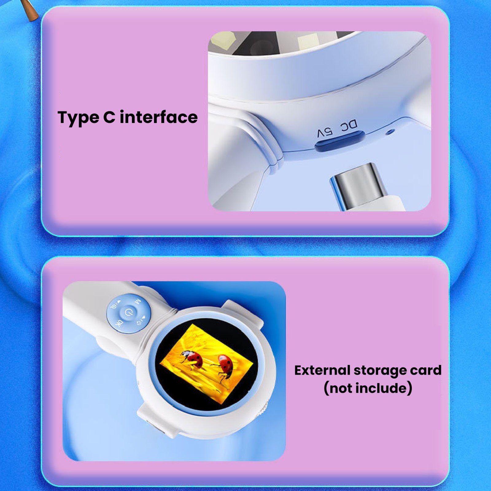 Kids Microscope 2.0in HD Screen Digital Handheld Camera 1000X Magnification ZOBD