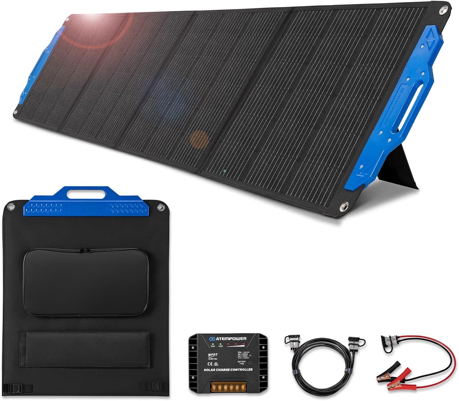 200W Solar Panels 18V Foldable Monocrystalline Solar Panel Kit  Rv Camping