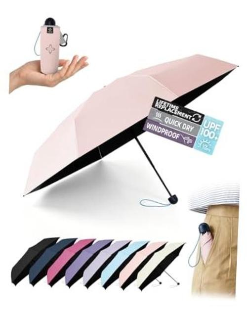 Mini Umbrella for Travel Compact - UPF 100+ UV Sun Umbrella for Purse