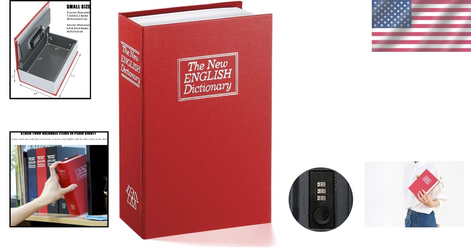Small Metal Book Safe with Combination Lock - Secure Your Valuables Elegantly
