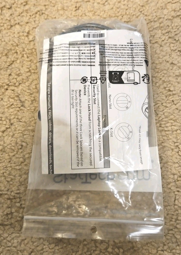 StarTech.com 3-in-1 Universal Laptop Lock 6.6ft, Master Keyed Locking Cable
