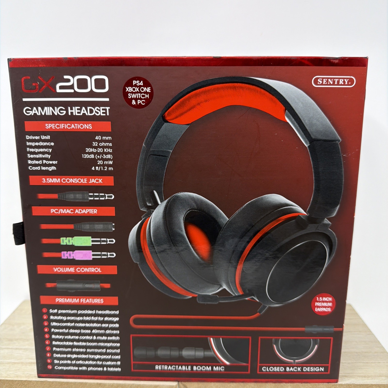 Sentry GX200 Red Gaming Headset PS4/XBOX One/Switch/PC