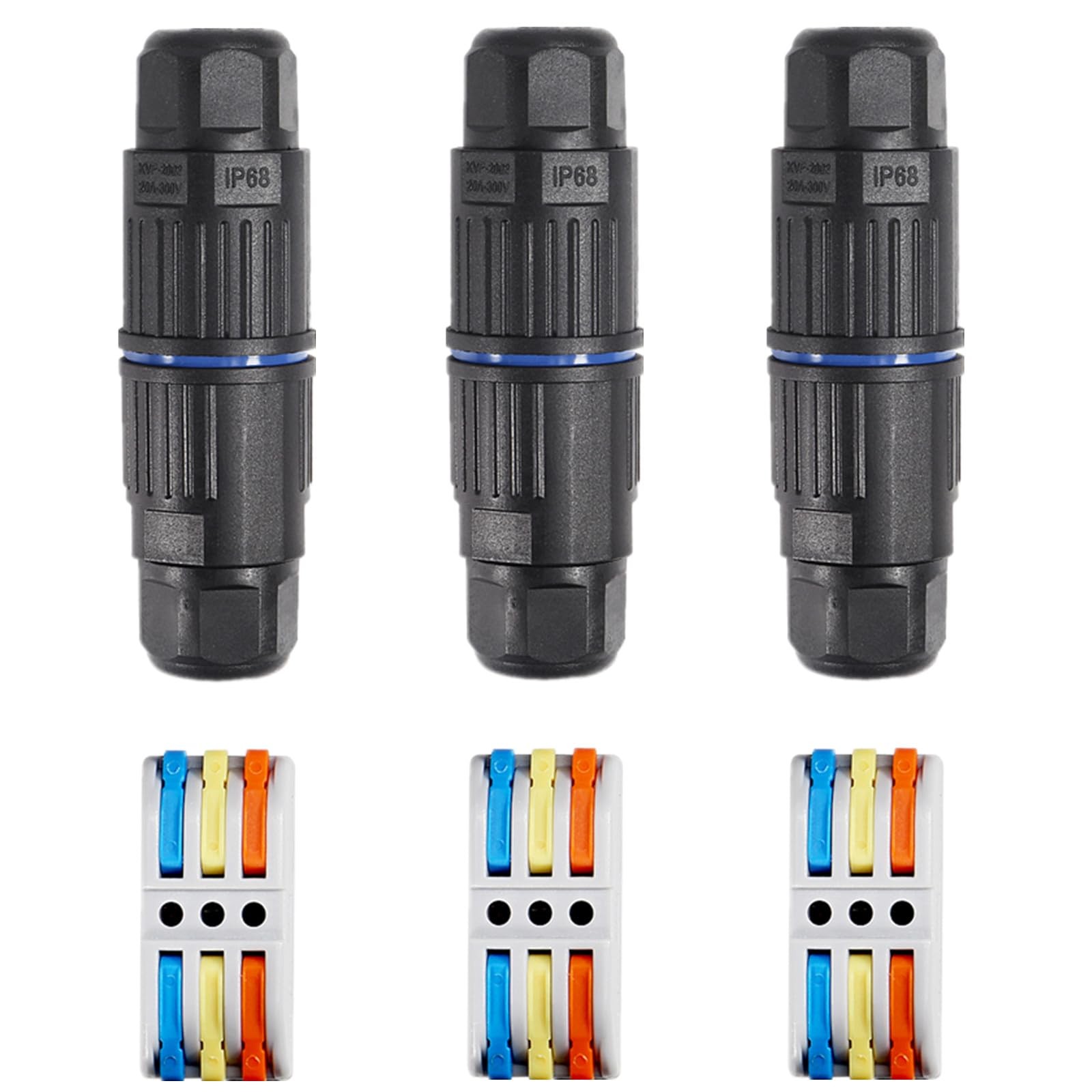 3PCS IP68 Waterproof Electrical Cable Connector, Outdoor 3 Way Junction Box, ...