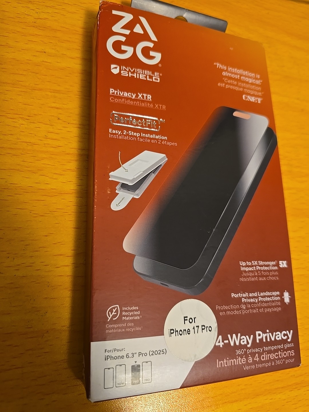 ZAGG - 4-Way Privacy XTR Glass Screen Protector for Apple iPhone 17 Pro 6.3"