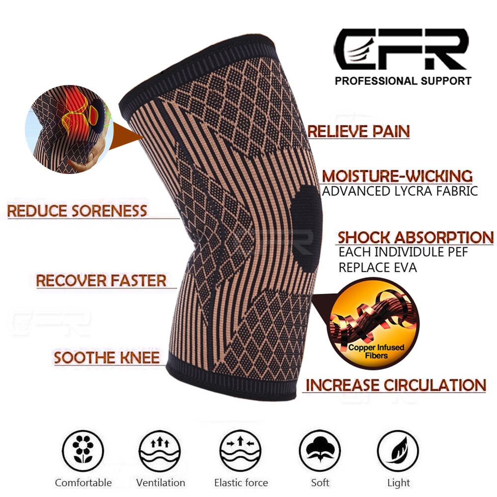 Copper Infused Knee Brace Support Stabilizer Patella Compression Sleeve Wrap Gym