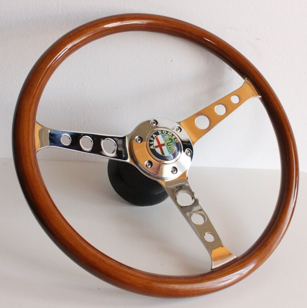 Steering Wheel fits For Alfa Romeo Wood Chrome Classic Spider 1990-1994