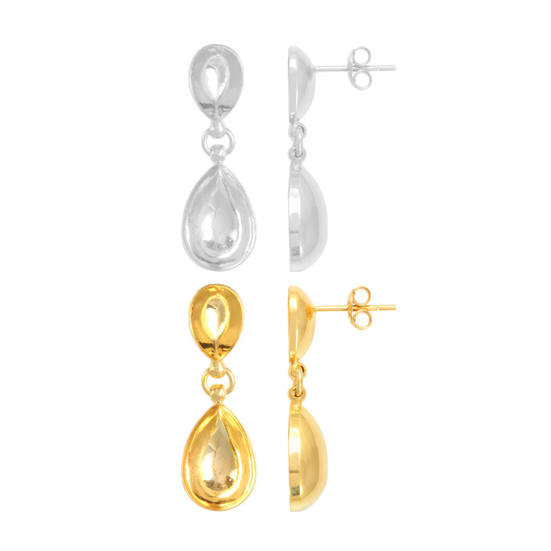 Sterling Silver Dangle Stud Earrings for Gluing Pear Shape 10mm 14mm Crystals