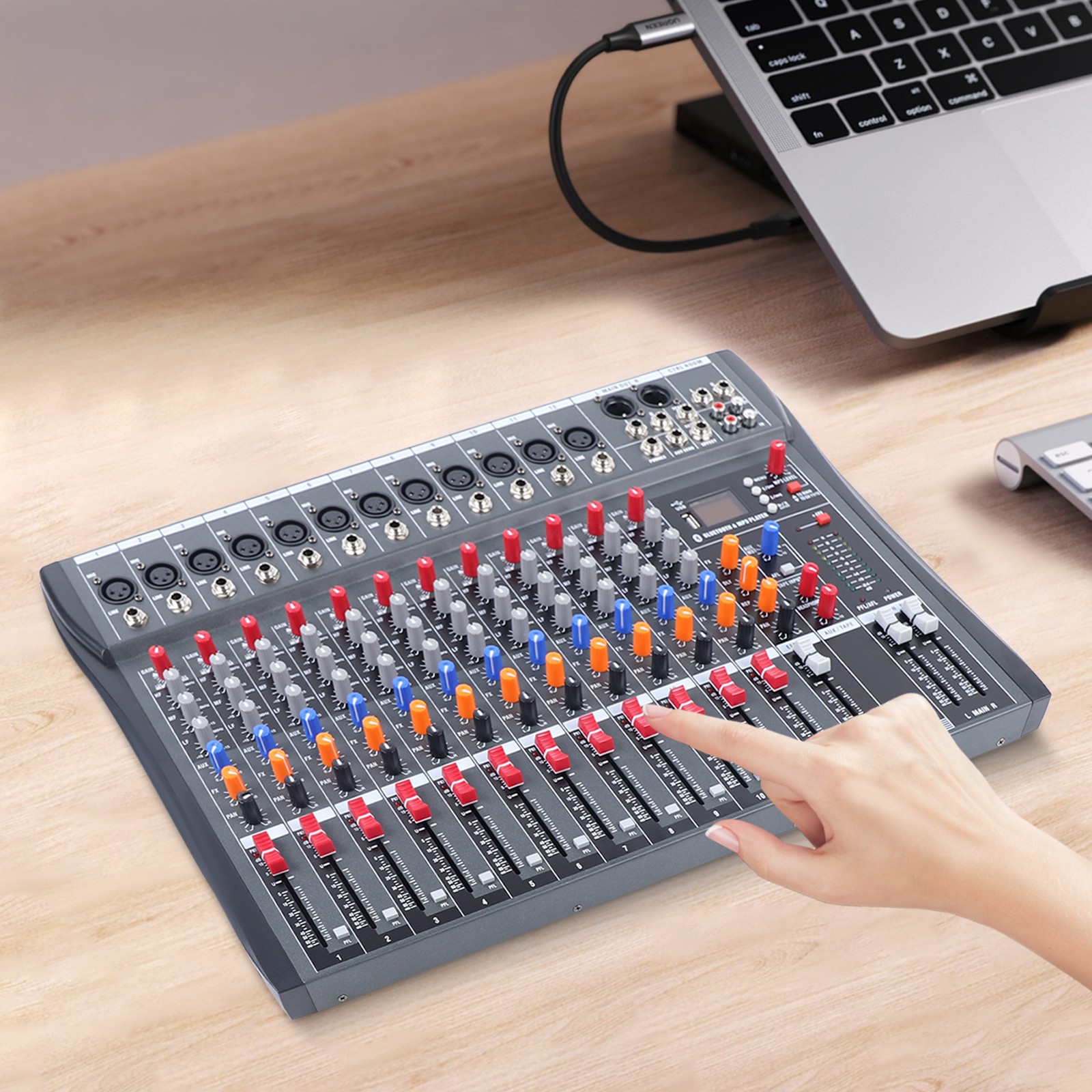 12 Channel Audio Mixer Bluetooth USB DJ Sound Mixing Console Amplifier Studio