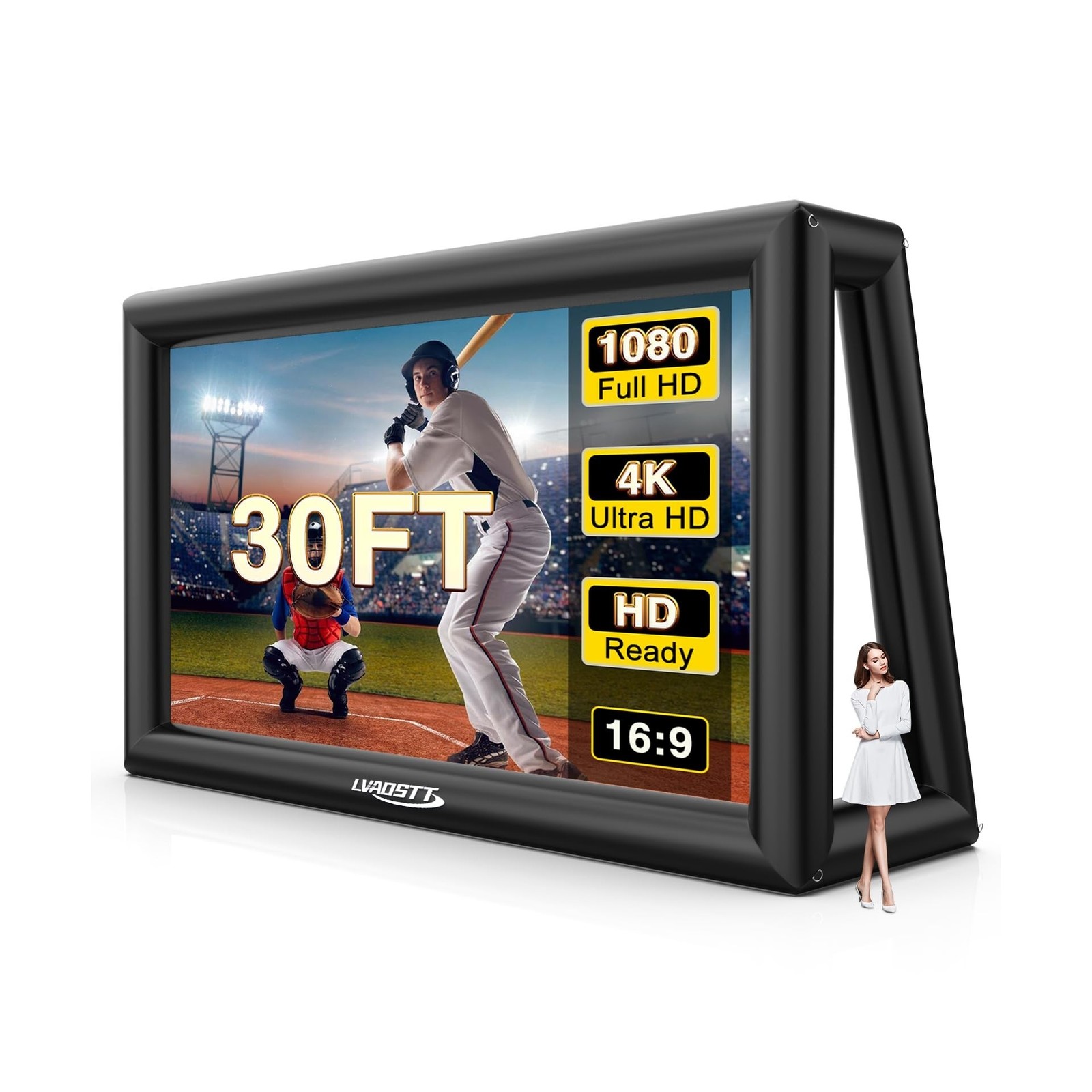 Inflatable Projector Screen, 30FT Blow Up Movie Screen Outdoor Projector, Eas...