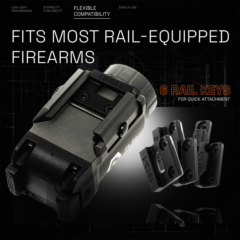 GRITR Compact Weapon Light w/ Tungsten Finish for Pistols & Rifles