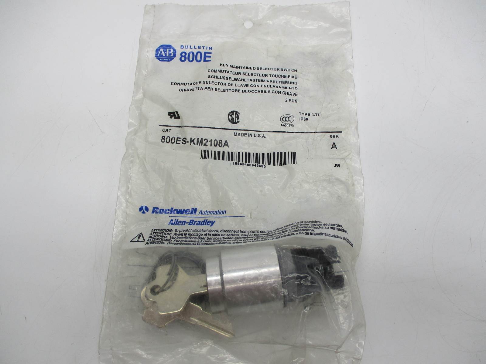 ALLEN BRADLEY 800ES-KM2108A SELECTOR SWITCH NSMP