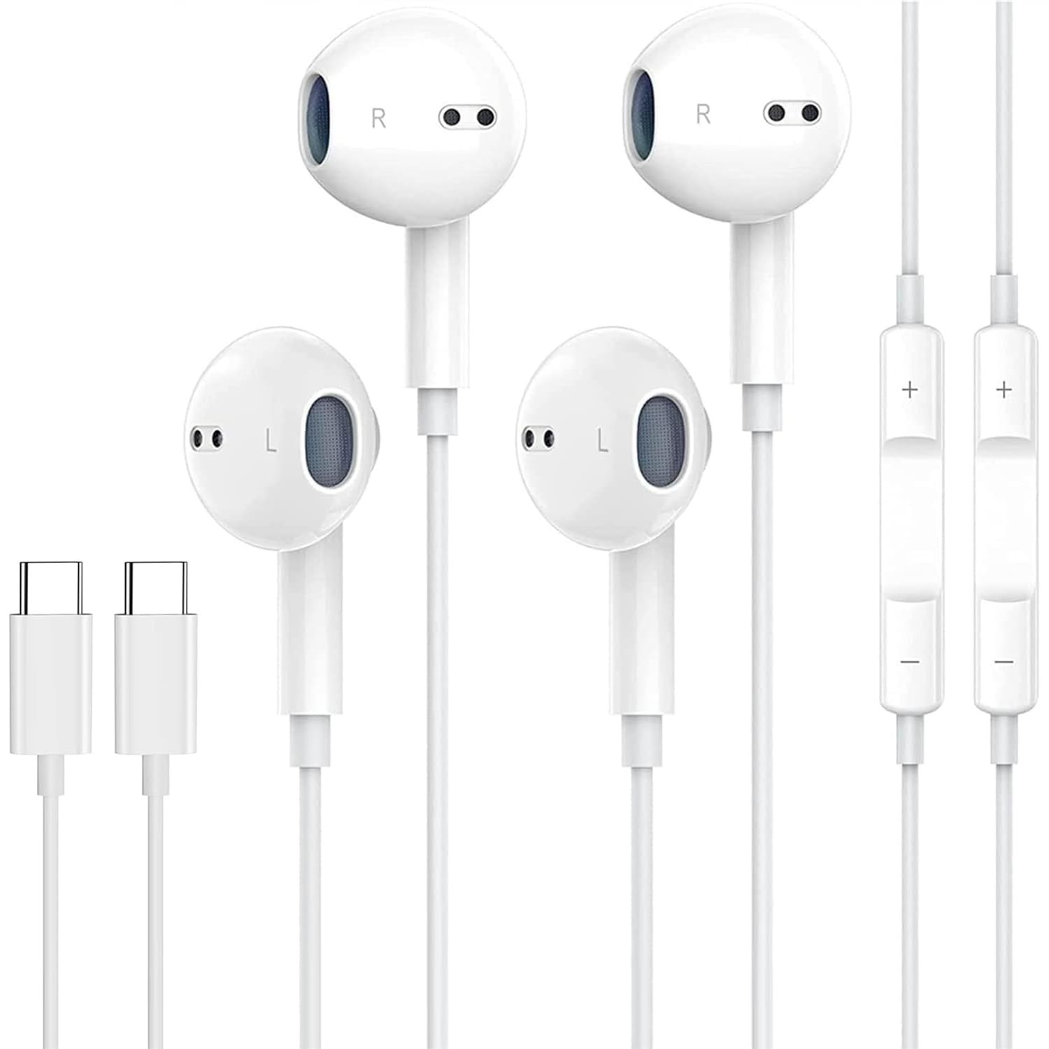USB C Headphones for iPhone 17 16 15 Pro Max, 2 Pack Wired Earbuds USB C Wire...