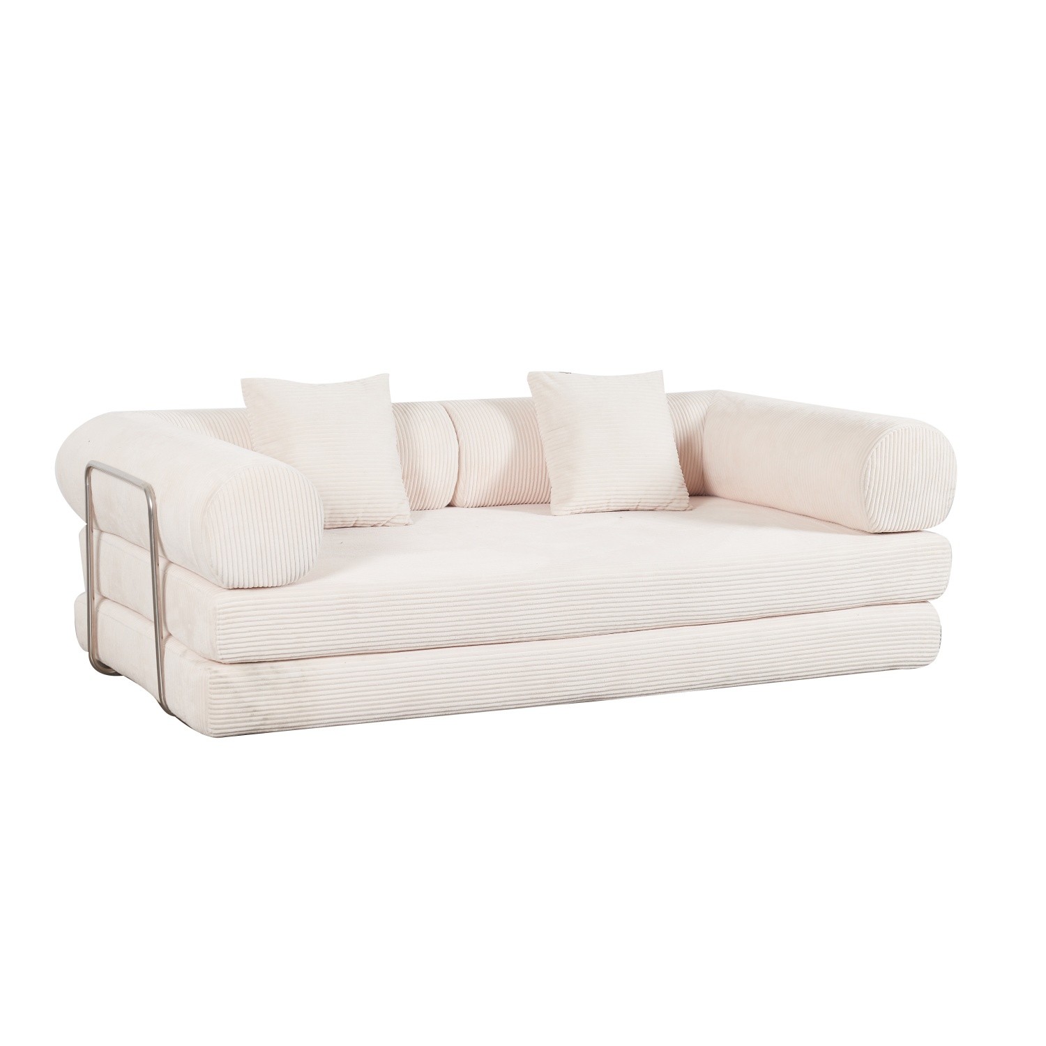 Folding Sleeper Sofa Bed Floor Compression Sofa w/ Metal Frame for Small Space