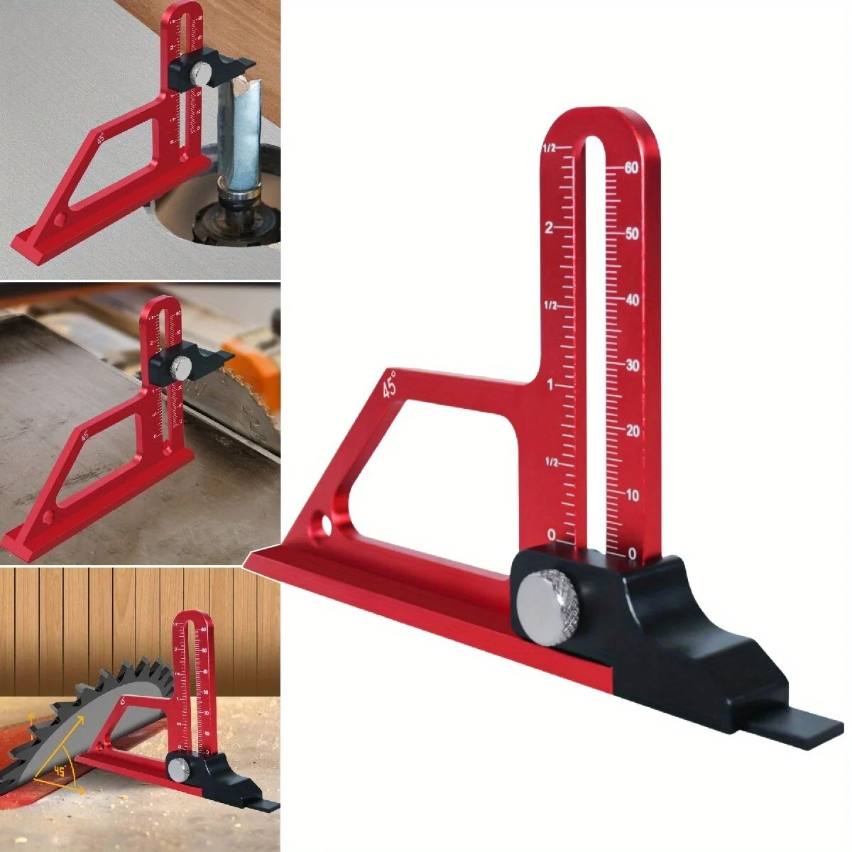 Table Saw Depth Gauge Adjustable 0-60mm Aluminum Blade Height Measuring Metric