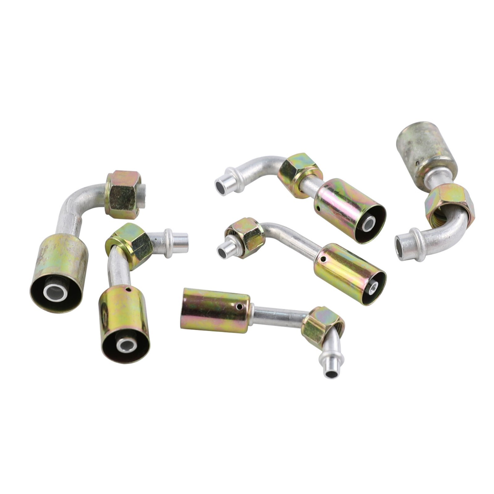 6PCS Air Conditioning #6#8#10 AC Fitting Set Female Oring Beadlock 90 Degree