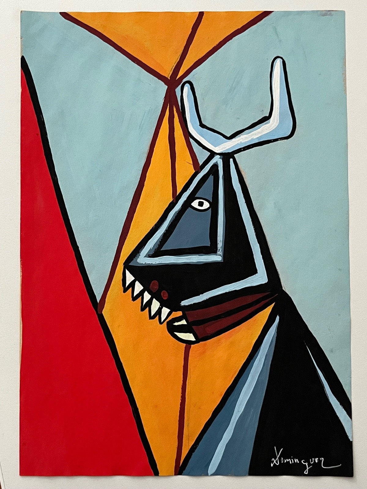Óscar Domínguez (Handmade) Mixed Media on Paper Painting signed and stamped