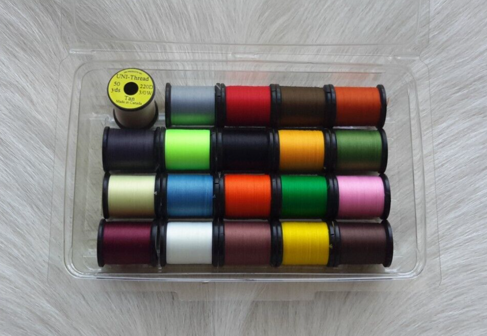 Fly Tying Thread. Uni- thread (20 Spool Combo) Size 3/0 50 yard spools, .