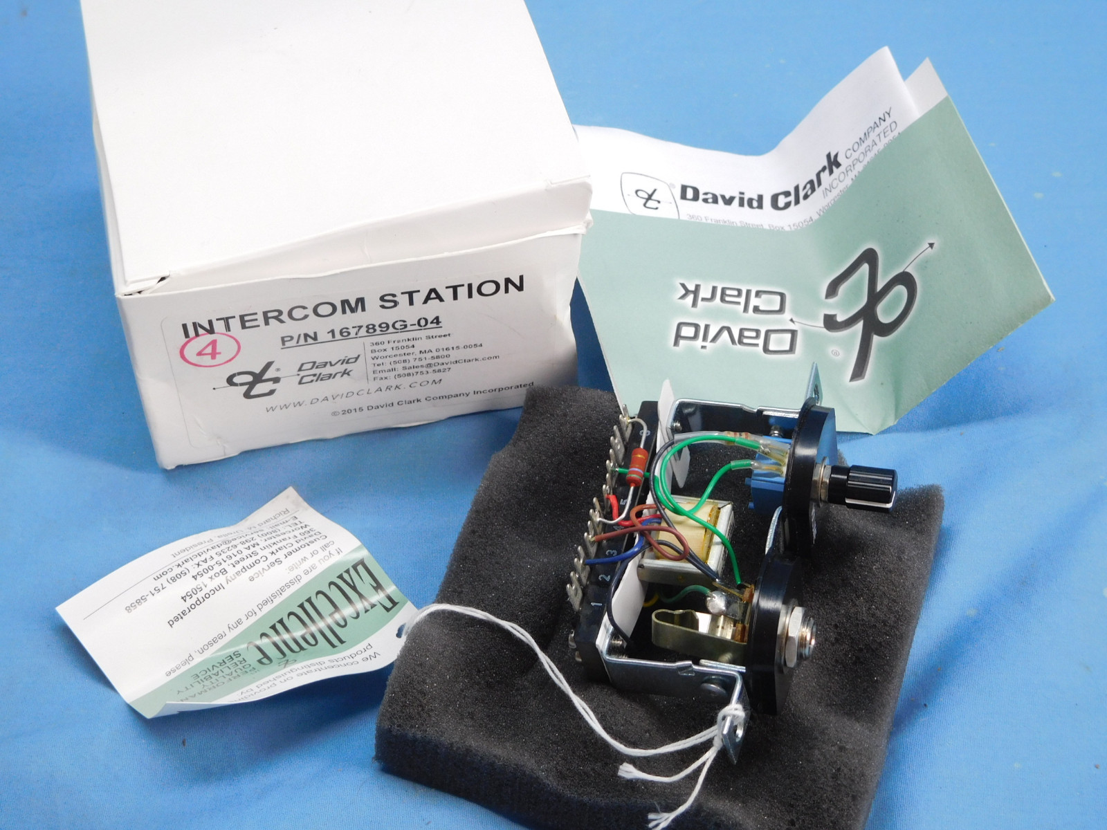 David Clark 16789G-04 Intercom Station Headset Voume Control NEW