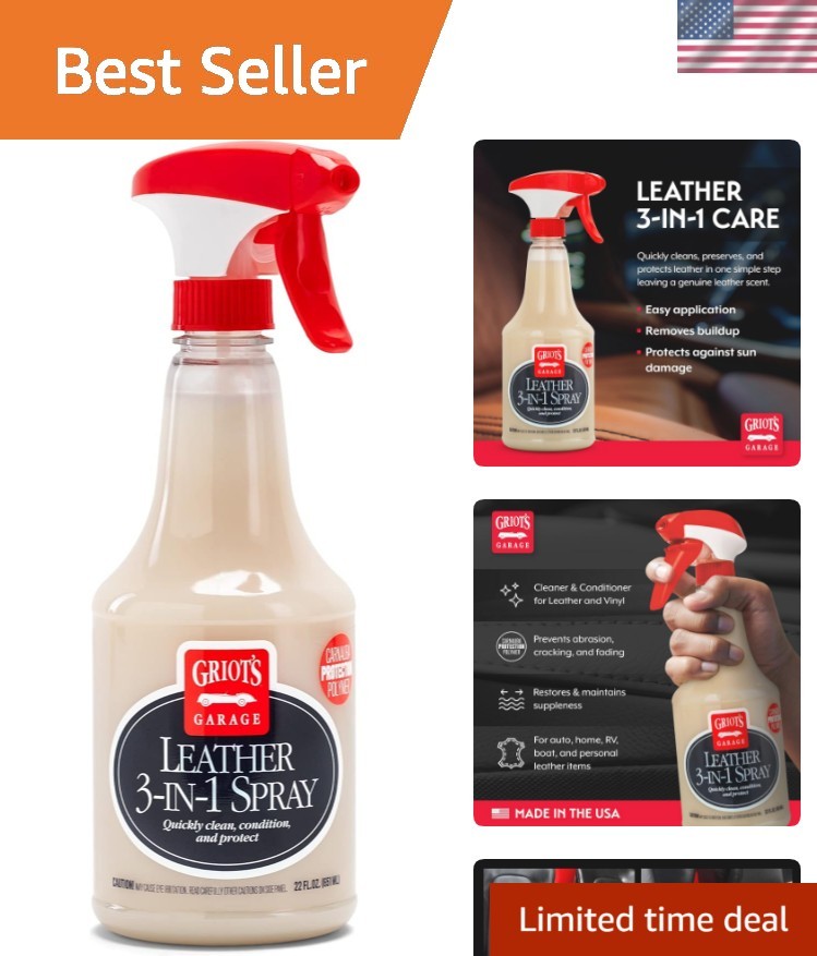Leather 3-in-1 Spray, Cleaner and Conditioner for Leather and Vinyl, Car Seat...