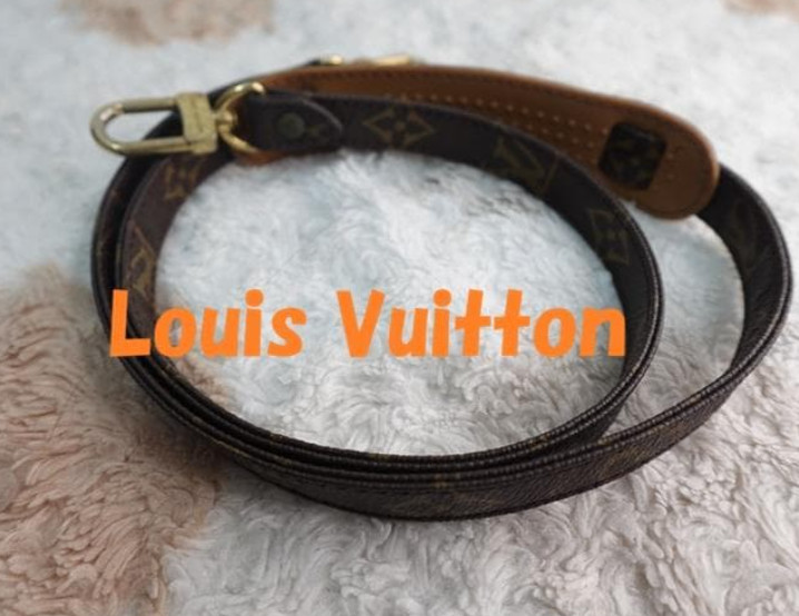 LOUIS VUITTON Monogram Shoulder Bag Strap pad Leather Brown 96cm Authentic