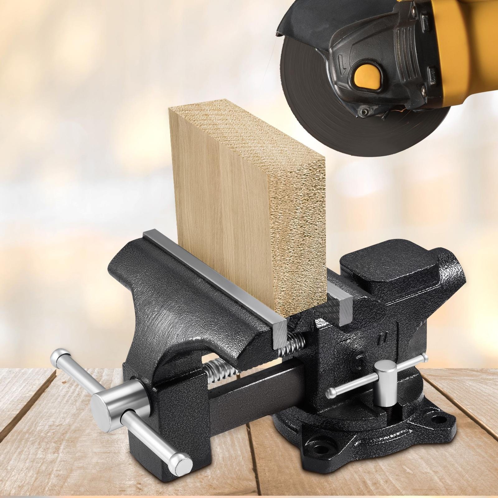 NAFE 6" Bench Vise w/ Anvil 270°Swivel Locking Base Heavy Duty Ductile Steel